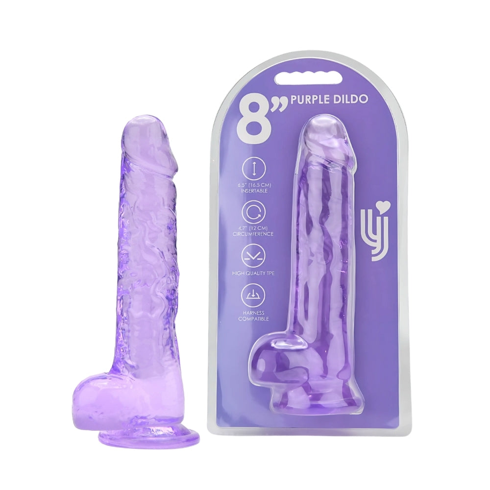 Loving Joy 8 Inch Dildo with Balls Purple
