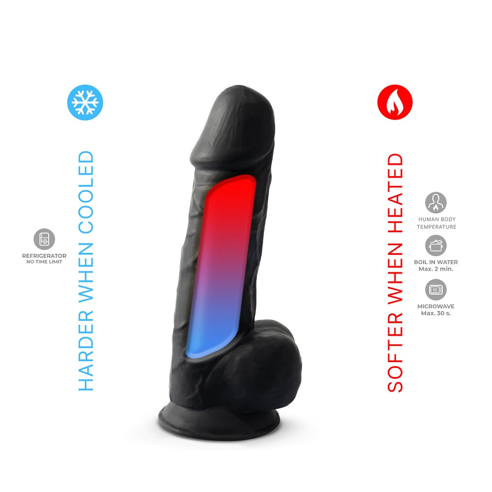 SilexD 8.5 inch Realistic Silicone Dual Density Girthy Dildo with Suction Cup with Balls Black